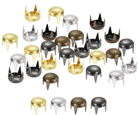 sourcing map 160Pcs Mixed Color Round Dome Rivets, 5mm Brass Spike Studs Spots Punk Rock Nailheads Claw Beads Assorted Kit for DIY Clothes Belt Bag Shoes Bracelet Leather Craft