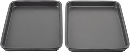 GoodCook Everyday Lot de 2 mini plaques de cuisson antiadhésives en acier pour four grille-pain Gris 22,9 x 15,7 cm