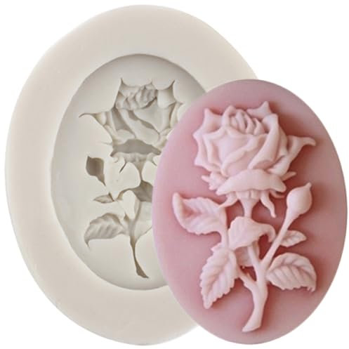 MINFEIDMS Cameo Bilderrahmen Silikonformen Rose Blume Schokolade Fondant Formen für Zucker Kuchen Dekorieren Cupcake Topper Gummi Paste Candy Polymer Clay