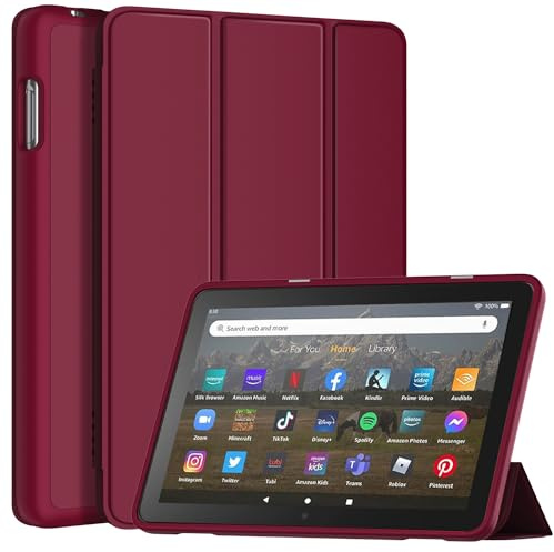 Sonlaryin Dreifach Faltbarer Vorderseite aus Leder und Weich TPU Rückseite Hülle, Nicht für Samsung iPad 9.Gen- ROT