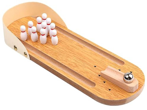 GNAUMORE Tisch Bowling Set,Mini Desktop Bowling,Tisch Mini Bowling Game Set,Tisch Desktop Bowling,Hölzernen Spiel Kegelspiel,Kegelspiel Für