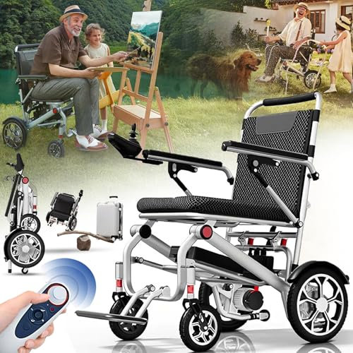 CXYTX Ultraleichter Faltbarer Elektrische RollstüHle, Leicht Rollstuhl Elektrisch, 14.9 Kg,TragfäHigkeit 150 Kg, Mit FernbedienungFaltbar Elektrorollstuhl FüR Die Wohnung, Li-Ion Battery,30a