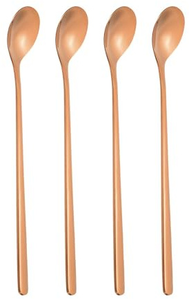 PATIKIL 7inch Teaspoons, 4pcs Long Spoon Coffee Spoon 304 Stainless Steel Long Handle Iced Tea Spoon Tea Spoons for Stirring Cocktail Coffee Bar Set Hot Tea Party, Rose Gold