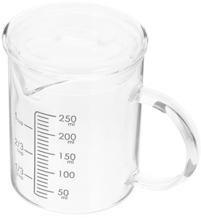 Cabilock Taza Medidora De Vidrio Taza Graduada Vaso De Cocina Con Tapa Multifunción
