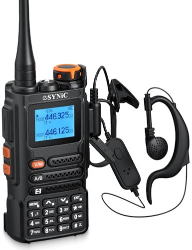 eSynic Professional Two Way Radio 5R PRO 999 Channel 3-5km Long Range Walkie Talkie for adult Support LCD Display Dual Band DTMF FM Scrambler VHF & UHF AM FM Two Way Radio -USB C Charging