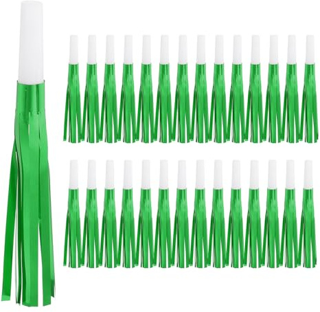 PATIKIL 30 Pcs Matracas, Matracas Metálicas Con Flecos Silbatos Para Fiestas Para Suministros De Favor De Fiesta Cumpleaños Año Nuevo Blanco Verde