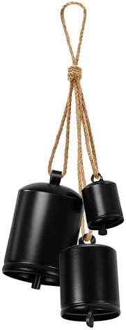 KPCB Weihnachtsglocke Vintage Bells Set, mit 3 Rustikalen Schwarzen Glocke als Weihnachten Deko, Weihnachts Glocken Schwarz zum Aufhängen über Kamin, Haustür oder Treppengeländer