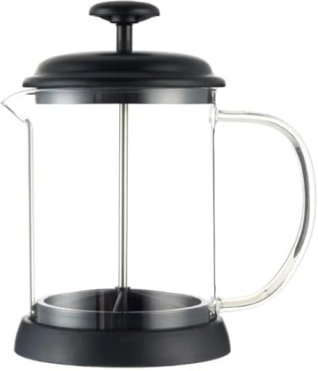CafetièRe à Infusion Froide Mini cafetière à piston en verre 600 ml, résistante à la chaleur, versée à la main, filtre en acier inoxydable, for café et thé(Black)