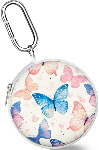 Earbud Case Headphone Organizer Ear Bud Case Portable EVA Carrying Box Storage Bag with Carabiner for AirPods Beats Bose Galaxy Buds 4/3/FE Data Cable Storage (Butterfly)