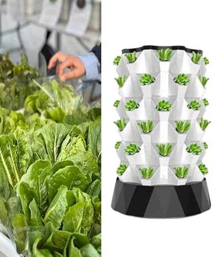 Vertikalt hydroponiskt odlingstorn-kit, system för odling av grönsaker, örter och jordgubbar, effektiv inomhusträdgård med flera odlingspunkter