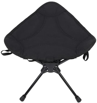 HUSHUI Vikbar Campingpall, 360 Graders Roterande Lätt Bärbar Utomhusstol med Robust Ram Av Aluminiumlegering, för Campingvandring Fiske Picknick BBQ (Svart)