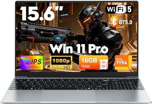 FUNYET Ordinateur Portable Full HD 15,6 Pouces | Processeur Core i5-7Y54 Laptop, 16 Go de RAM, SSD 512 Go Notebook | PC Portable Fin et Portable avec Clavier rétroéclairé