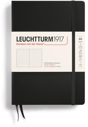 Leuchtturm1917 329398 Carnet Medium A5 Pointillé 249 pages numérotées Noir