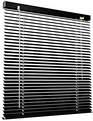 Victoria M. Aluminium Jalousie, 45 x 130 cm, schwarz, Jalousie ohne Bohren, inkl. Klemmclips