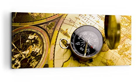 Bilder auf Leinwand 100x40cm Leinwandbild Abstrakt kommunikation kompass erde Groß Wanddeko Bild Schlafzimmer Wandbilder Dekoration Wohnzimmer Wall Decor Canvas Wand Kunstdruck Art AB100x40-2129