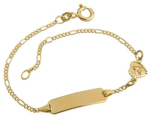 Gravurarmband Baby ID Armband mit Herz, 333 Gold, inkl. Gravur, Länge wählbar von 12-16cm