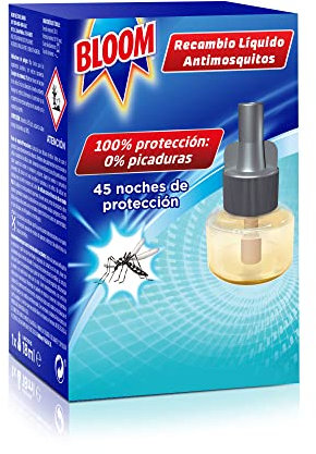 Bloom Eléctrico Líquido Recambio, insecticida eléctrico para mosquitos común y tigre, antimosquitos eléctrico con fórmula concentrada sin perfume