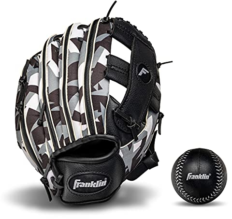 Franklin Sports RTP Teeball Performance Handschuh & Ball Combo (24,1 cm), Unisex, schwarz/weiß