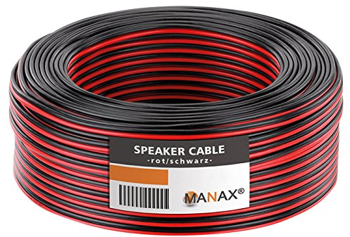 MANAX® 25m Zwillingslitze 2x 0,75mm² rot/schwarz Kabel 2-adrig (25m 0,75mm² - 1 Ring, rot/schwarz)