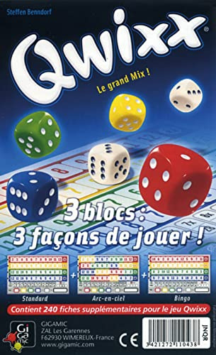 Gigamic jnqr – Würfelspiel – Qwixx – Nachfüllpack Block-Score – 3 x 80 Stecker