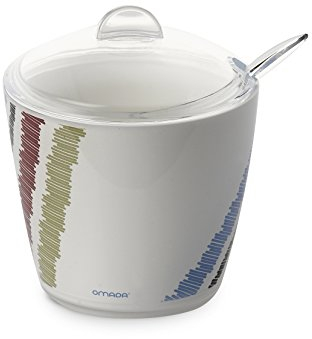 OMADA Design Zuccheriera o porta zucchero, da 25 cl, in plastica infrangibile e lavabile in lavastoviglie industriali, utilizzate da bar e ristoranti, con decoro INDELEBILE, Linea Plexart