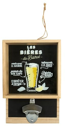 COOK CONCEPT Décapsuleur Mural avec Bac à Capsules en Bois 17,8 cm Beige | Bois, décapsuleur mural avec bac à capsules, 17,8x6,8x26 cm, ouvre-bouteilles, bar, beige