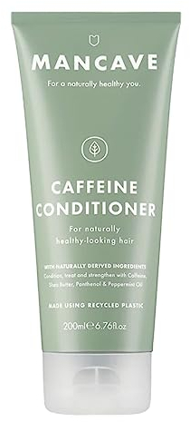 ManCave Caffeine Conditioner for Men, Encourage Healthy Hair Growth, Condition and Strengthen with Caffeine, Shea Butter and Panthenol, Natural, Vegan, Cruelty Free, 200 ml