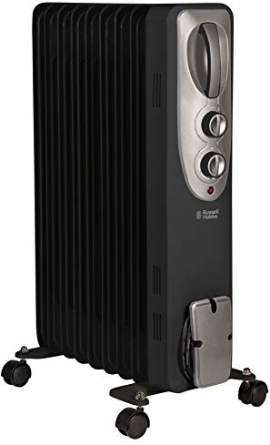 Russell Hobbs RHOFR5002B-AZ Ölgefüllter Heizkörper, tragbare elektrische Heizung, 9 Lamellen, verstellbar, Thermostat, Sicherheitsabschaltung, 20 m² Raumgröße, 2 Jahre Garantie