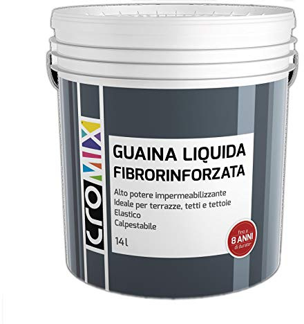 Guaina Liquida Fibrorinforzata Impermealizzante Per Esterno Cromix (14 Litri, Grigio)
