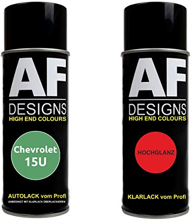 Autolack Spraydose Set für Chevrolet 15U Apple Green Perl Basislack Klarlack Sprühdose 400ml