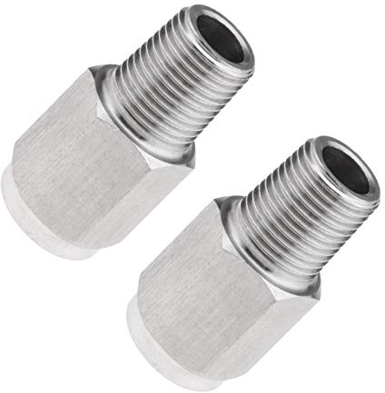 2X Gewindeadapter M10 x 1.0 Öldruckanzeiger Reduzieradapter passend für Temperatur Manometer Anschluss (Stecker 1/8 NPT an Buchse M10x1.0)