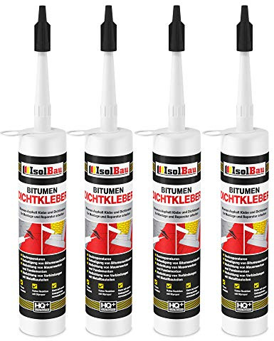 Isolbau Bitumen-Dichtkleber - 4 x 310 ml Klebstoff & Dichtmasse für Montage & Reparatur von Bitumen-Schindeln - Schwarz