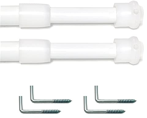 Bravatta. Porta Visillos Extensible de 30 a 50 cm. Barra Ajustable para Cortinas. Varilla Extensible para Visillos y Cortinas. Barra armario Colgar Ropa (Blanco)