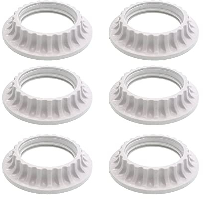E26 E27 Lampshade Collar Ring,6 pcs of E27 Plastic Lamp Shade Reducer Ring Lamp Retaining Rings for Bedside Lamp Desk Floor Lamps Plate Light Lampshade Washer Adaptor (White, Inner 34mm)