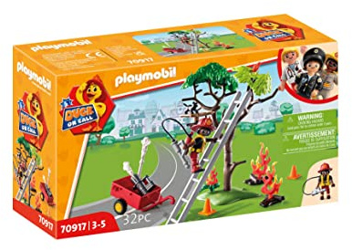 PLAYMOBIL Duck ON Call 70917 Feuerwehr Action: Rette die Katze!, Spielzeug für Kinder ab 3 Jahren