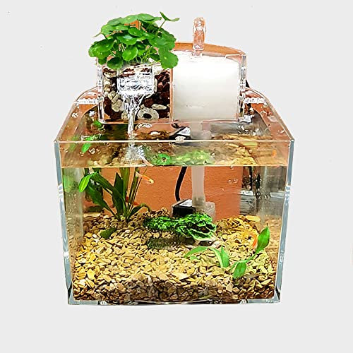 Aquarium de Bureau Aquaponique - Filtre Muet Créatif en Plastique pour Salon, Sans Changement d'Eau pour Élever des Poissons Rouges