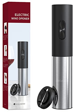 CIRCLE JOY Sacacorchos Eléctrico Abridor de Vino Automático, Extractor de Vino Motorizado a Batería con Cortador de Lámina Bloqueable, Pilas No Incluidas