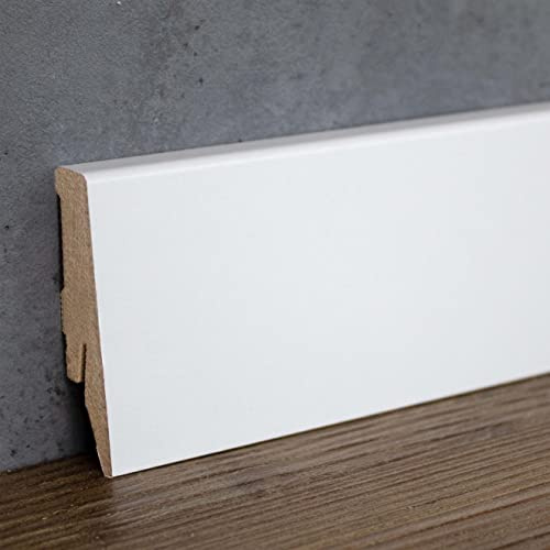 PROVISTON | Sockelleiste | Eckiges Profil | 18 x 58 x 2500 mm | MDF foliert | Weiß | Klassische Fußleiste | 2.5 Meter