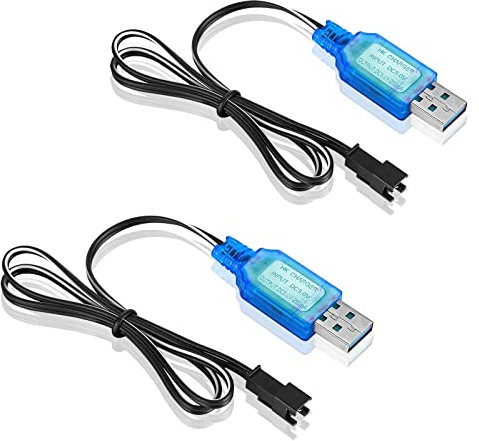 RUIZHI 2 Stück 3,7 V HSP USB-Ladekabel mit SM-2P-Stecker, USB-Ladekabel SM-2P-Stecker NI-MH Battery USB Charger Cable für RC-Drohne, Fahrzeuge