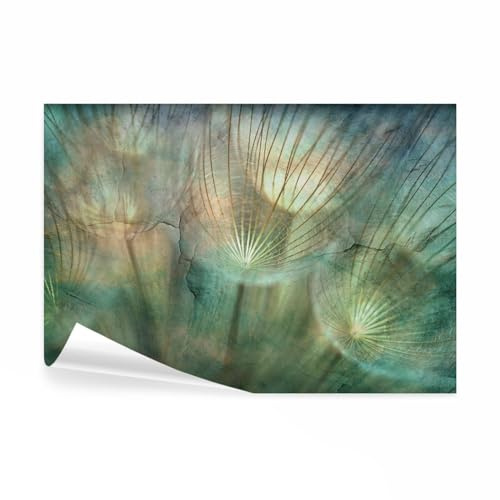 decomonkey Fototapete Pusteblume Abstrakt 350x256 cm Design Tapete XXL Fototapeten Vlies Tapeten Vliestapete Wandtapete moderne Wand Schlafzimmer Wohnzimmer Blumen Natur Stein Optik Beton Türkis
