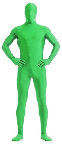 JZK Tamaño S Disfraz segunda piel para 150 a 161 cm (menos 60 kg) adultos y niños traje croma verde halloween disfraz de sombra cuerpo entero, traje cuerpo completo elastano pantalla verde