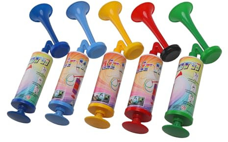 Pump Air Horn Mini, BANHAO Handheld Air Horn Hand Pumps Noisemakers for Sporting Events, Parties, Celebrations, Fun Birthday Party Favors and Goodie Bag Fillers for Kids and Adults, 5pcs 10Inch
