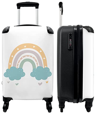 NoBoringSuitcases.com® Koffer Handgepäck - Kinderkoffer Mädchen, Reisekoffer Kinder, Leichtgewicht, 4 Rollen, mit Regenbogenmotiv, Zahlenschloss, UV-beständig, 55cm-35cm-20cm