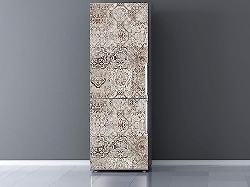 Oedim Vinilo para Frigorífico Diseño Imitación Cerámica Vintage, Vinilo Premium, 185x70cm | Adhesivo Resistente y de Fácil Aplicación | Pegatina Adhesiva Decorativa de Diseño Elegante
