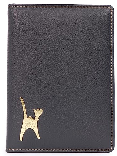 Catwalk Collection Handbags - Damen Leder Reisepasshülle Klein - Reisepass Organizer Hülle für Reise - RFID Schutz - mit Geschenkbox - Skye - Schwarz