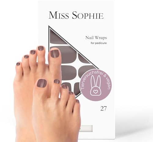 Miss Sophie Pedi Wraps Lot de 27 bandes de vernis à ongles ultra fines unies I Pour ongles d'orteils I Adhère aux ongles naturels ainsi qu'aux ongles laqués, en acrylique, gel et shellac