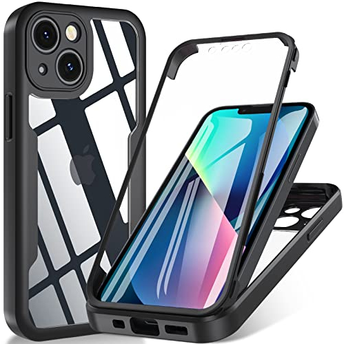 Fin2feel Für iPhone 13 Mini Hülle 5,4 Zoll, Handyhülle Für iPhone 13 Mini Mit Eingebautem Displayschutz TPU Robust Stoßfeste Cover Case 360 Grad Rundumschutz Schutzhülle für iPhone 13 Mini Schwarz