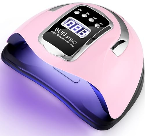 UIHOL Lámpara de Uñas UV 280W, 66 LED Lámparas Profesional Lámpara Secadora de Uñas Rápido, Curado de Esmalte de Gel con 4 Temporizador y Pantalla LCD Para Manicura/Pedicura Nail Art en el Hogar
