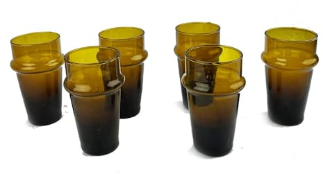 ARTIGIANATO VULCANO Lot de 6 verres marocains en verre beldi