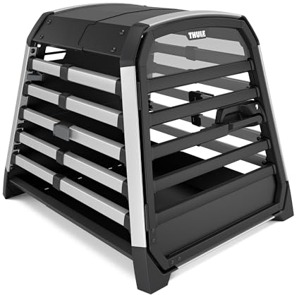 Thule Allax Hundebox, Transportbox Hund, Hundebox für Auto Black/Aluminum M Compact
